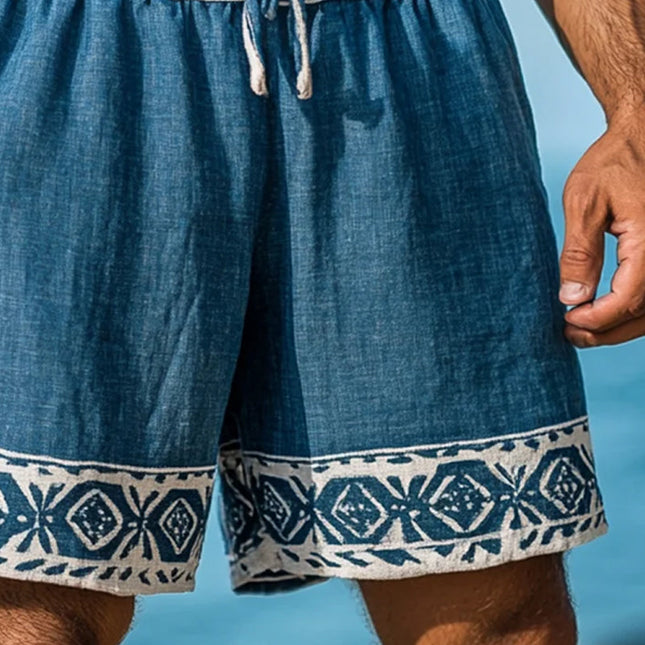 Men's Resort Printed Shorts | Casual Summer Style | Vibrant Patterns | Lightweight Breathable Fabric | Elastic Waistband with Drawstring | Side and Back Pockets | Stylish Comfortable Fit | Perfect for Beach & Pool