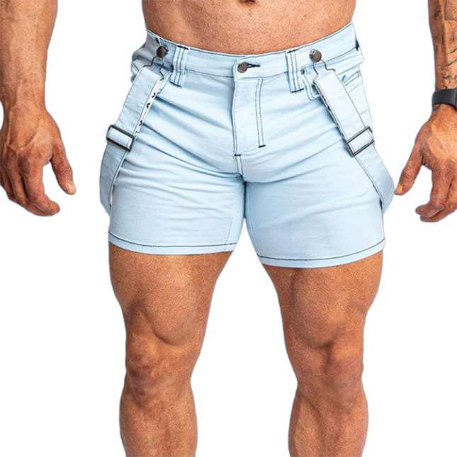 Men's Bib Shorts | Casual Solid Color | Cotton Blend Fabric | Adjustable Straps | Multiple Pockets | Comfortable Breathable Design | Versatile Wardrobe Essential