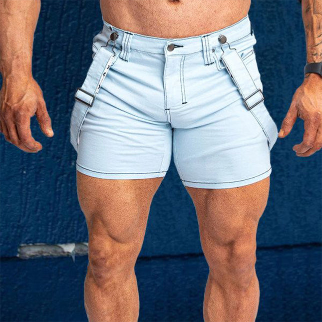 Men's Bib Shorts | Casual Solid Color | Cotton Blend Fabric | Adjustable Straps | Multiple Pockets | Comfortable Breathable Design | Versatile Wardrobe Essential