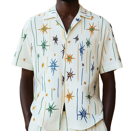 Men's Embroidery Short Sleeve Shirt | Spring Fashion | Breathable Fabric | Comfortable Fit | Durable Construction | Trendsetting Design | Ideal for Warm Weather | Casual & Semi-Formal Wear
