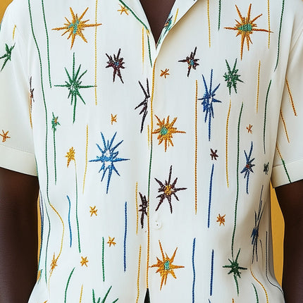 Men's Embroidery Short Sleeve Shirt | Spring Fashion | Breathable Fabric | Comfortable Fit | Durable Construction | Trendsetting Design | Ideal for Warm Weather | Casual & Semi-Formal Wear