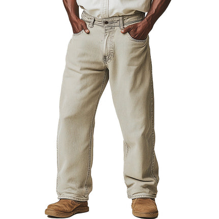Men's Retro Denim Casual Pants | Spring Solid Color | Classic Relaxed Fit | Durable Fabric | Versatile Wardrobe Essential