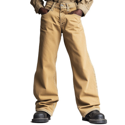 Men's Retro Denim Jeans | Spring Solid Color | Casual Pants | Vintage Inspired Style | High-Quality Durable Fabric | Versatile Simple Design | Excellent Craftsmanship | Classic Fashion Wardrobe Essential