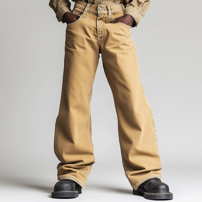 Men's Retro Denim Jeans | Spring Solid Color | Casual Pants | Vintage Inspired Style | High-Quality Durable Fabric | Versatile Simple Design | Excellent Craftsmanship | Classic Fashion Wardrobe Essential