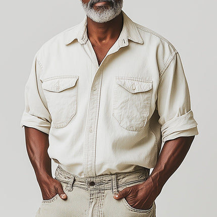 Men's Long Sleeve Shirt | Solid Color | Casual Sports Style | Breathable Fabric | Spring Wardrobe Essential | Versatile Fit | Easy Care | All-Season Wear