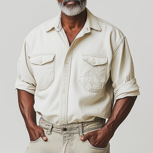 Men's Long Sleeve Shirt | Solid Color | Casual Sports Style | Breathable Fabric | Spring Wardrobe Essential | Versatile Fit | Easy Care | All-Season Wear