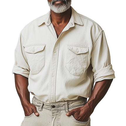 Men's Long Sleeve Shirt | Solid Color | Casual Sports Style | Breathable Fabric | Spring Wardrobe Essential | Versatile Fit | Easy Care | All-Season Wear