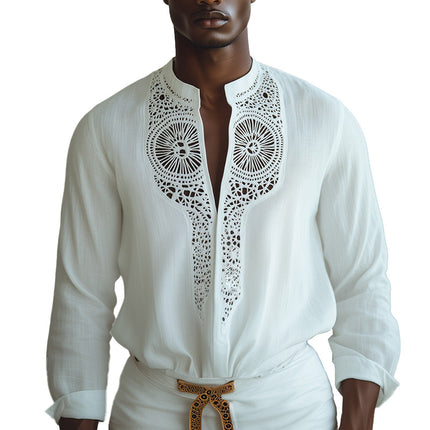 Men's Spring Long Sleeve Shirt | Casual Sports Top | Hollow Design | Lightweight Breathable Fabric | Fashion Forward & Versatile | Perfect for Casual & Outdoor Activities | Stylish Comfort for Modern Men