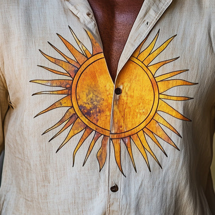 Men's Retro Printed Cotton Linen Shirt | Short Sleeve | Spring Fashion | Casual Button-Down | Breathable Comfort | Durable Blend | Trendy Classic Prints | Versatile Men's Wear | Sizes Available