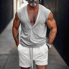 Men's Summer V-Neck Tank Top | Casual Shorts Set | Comfortable & Stylish | Soft Breathable Fabric | Sleeveless Design | Ideal for Beach & Outdoor Activities | Sizes S-3XL | Warm Weather Activewear