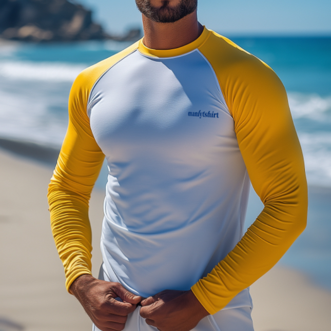 Men's Sports T-Shirt | Long Sleeve | Color Matching | Sun Protection UPF | Moisture-Wicking | Breathable Fabric | Round Neck | Activewear | Casual & Outdoor Top