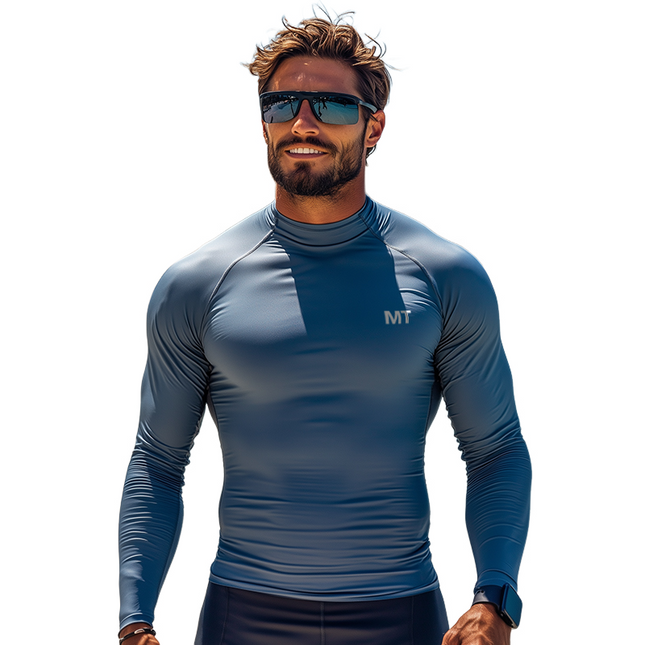 Men's Long Sleeve Sun Protection T-Shirt | Round Neck | Solid Color | Performance Activewear | Moisture-Wicking & Breathable | UPF Fabric | Outdoor & Gym Use | Sizes S to 3XL