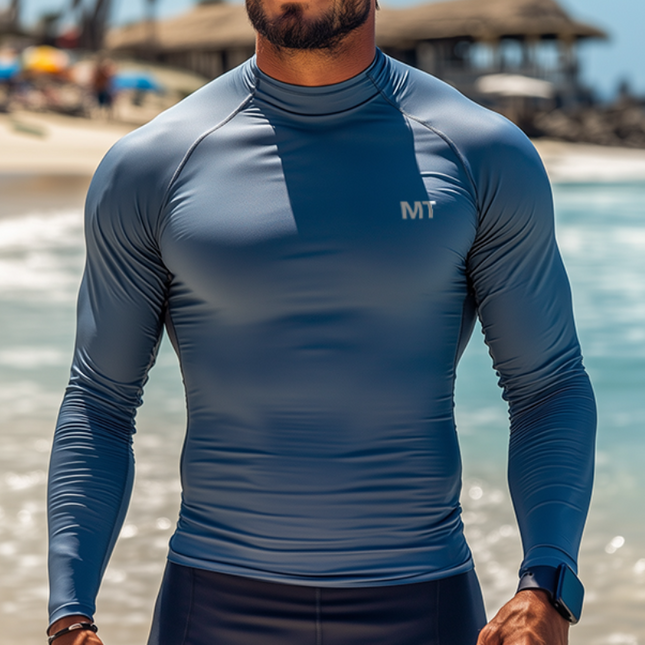 Men's Long Sleeve Sun Protection T-Shirt | Round Neck | Solid Color | Performance Activewear | Moisture-Wicking & Breathable | UPF Fabric | Outdoor & Gym Use | Sizes S to 3XL