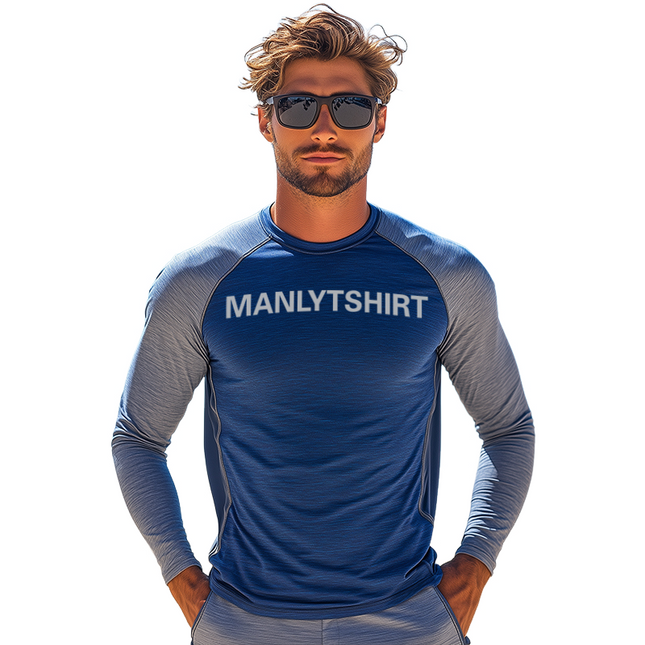 Men's Sun Protection Round Neck Long Sleeve Sports T-Shirt | Color Matching | Moisture-Wicking | Breathable Fabric | UPF Protection | Activewear Top | Versatile Design | Comfortable Fit | Sizes S to 3XL