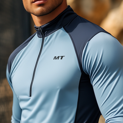 Men's Quick-Drying Active T-Shirt | Long Sleeve | Zipper Collar | Sports Casual | Lightweight | Breathable Fabric