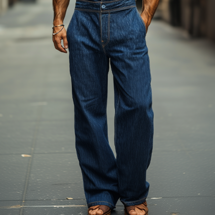 Men's Casual Jumpsuit | Tencel Denim Vest | Spring Summer Fashion | Relaxed Fit | Functional Pockets | Breathable Fabric | Comfortable All-Day Wear