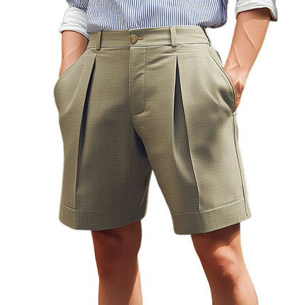 Men's Summer Pleated Suit Shorts | Classic Design | Lightweight Breathable Fabric | Tailored Fit | Casual Sophistication | Versatile for Any Occasion | Comfortable Warm Weather Style | Sizes S-3XL