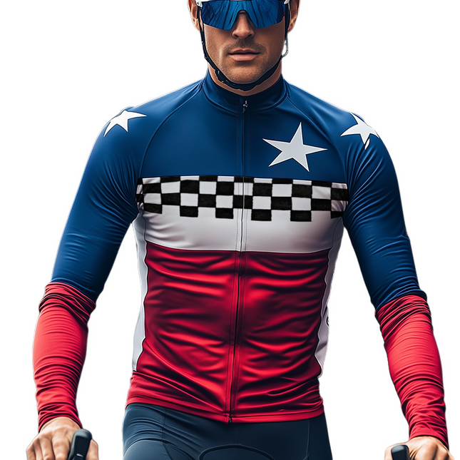 Men's Long Sleeve T-Shirt | Retro Sports Star Design | Checkerboard Print | Zipper Collar | Breathable Fabric | Casual & Athletic Wear | Versatile Fashion | Comfortable Fit | Sizes S-3XL