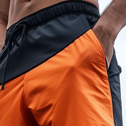 Men's Colorblock Quick-Drying Drawstring Shorts | Sports & Casual | Adjustable Fit | Breathable Fabric | Versatile Workout & Daywear | Mid-Thigh Length | Moisture-Wicking Material | Multiple Sizes Available