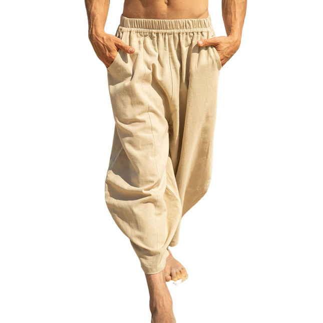 Men's Casual Loose Pants | Cotton Linen Blend | Breathable Durable | Solid Color | Relaxed Fit | Comfort Style | Versatile Wardrobe Essential