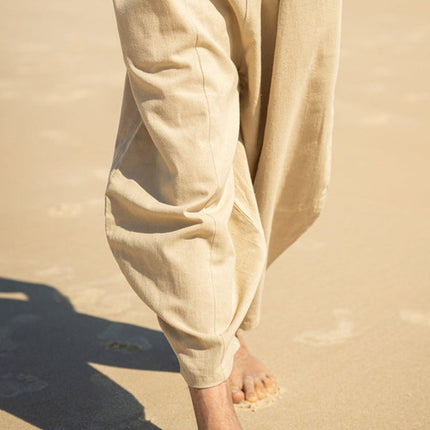 Men's Casual Loose Pants | Cotton Linen Blend | Breathable Durable | Solid Color | Relaxed Fit | Comfort Style | Versatile Wardrobe Essential
