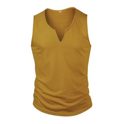 Men's V-Neck Waffle Knit Tank Top | Solid Color | Breathable Fabric | Stylish Fit | Versatile Wardrobe Essential | Textured Design | Comfortable Casual Wear | High-Quality Apparel
