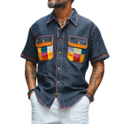 Men's Color-block Short-sleeved Shirt | Spring Fashion | Casual Cotton Linen Blend | Breathable Fabric | Relaxed Fit | Durable Construction | Easy Pairing | Trendy Design | Ideal for Warm Weather