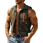 Men's Denim Vest | Cactus Embroidery | Fun Lapel Design | Premium Quality | Durable & Comfortable Denim | Versatile Outerwear | Unique Style for Casual & Fashionable Looks