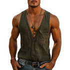 Men's Vintage Distressed Denim Vest | V-Neck Lightweight Outerwear | Casual Layering | Neutral Shade | Versatile Styling | Thin Construction | Classic Style | Comfortable Fit