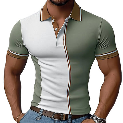 Men's Colorblock Polo T-Shirt | Knitted Breathable Summer Top | Modern Stylish Polo Neck Tee | Comfortable Casual Fashion | Versatile Smart-Casual Wear | High-Quality Fabric | Men's Summer Wardrobe Essential