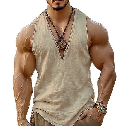 Men's V-Neck Tank Top | Summer Sleeveless Shirt | Basic Casual Solid Color | Soft Breathable Cotton | Sizes S-3XL | Machine Washable | Classic Fit | Versatile Staple for Warm Weather