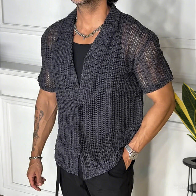 Men's Retro Look Casual Short Sleeve Shirt | Hollow Lapel | Vintage Style | Breathable Fabric | Comfortable Fit | Available in S to 3XL | Perfect for Summer | Stylish and Versatile