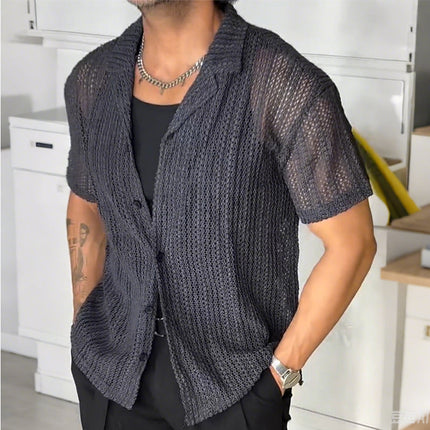 Men's Retro Look Casual Short Sleeve Shirt | Hollow Lapel | Vintage Style | Breathable Fabric | Comfortable Fit | Available in S to 3XL | Perfect for Summer | Stylish and Versatile