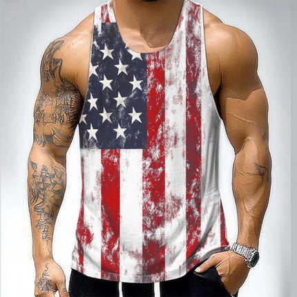 Men's Flag Print Tank Top | Summer Casual Sleeveless Shirt | Comfortable Breathable Fabric | Relaxed Fit | Durable and Stylish Design for Warm Weather