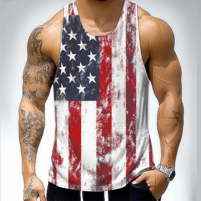 Men's Flag Print Tank Top | Summer Casual Sleeveless Shirt | Comfortable Breathable Fabric | Relaxed Fit | Durable and Stylish Design for Warm Weather