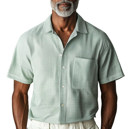 Men's Short Sleeve Shirt | Spring Fashion Textured Fabric | Tailored Fit | Breathable Comfort | Modern Men's Wardrobe Essential