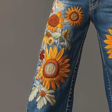 Men's Vintage Embroidered Denim Pants | Casual Style | Spring Fashion | Premium Denim Comfort | Unique Embroidery | Relaxed Fit | Everyday Wear | Classic Charm | Artistic Flair | Versatile Styling