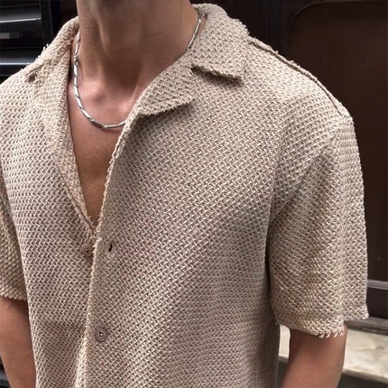 Men's Retro Lapel Short Sleeve Shirt | Casual Vintage Style | Breathable Lightweight Fabric | Relaxed Fit & Sophisticated Lapel Collar | Comfortable Summer Shirt | Versatile Men's Wardrobe Essential