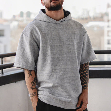 Men's Retro Linen T-Shirt | Hooded Short Sleeve | Casual Comfort | Breathable Summer Top | Vintage Style | Relaxed Fit | Sporty Hooded Design | Multiple Sizes | Lightweight Cool Shirt | For Beach or Casual Wear