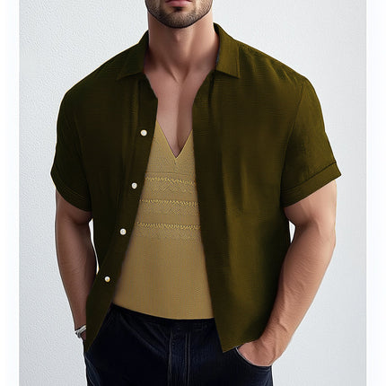 Men's Short Sleeve Textured Shirt | Summer Casual Top | Button-Down Collar | S-3XL | Breathable Fabric | Versatile Men's Clothing | Machine Washable