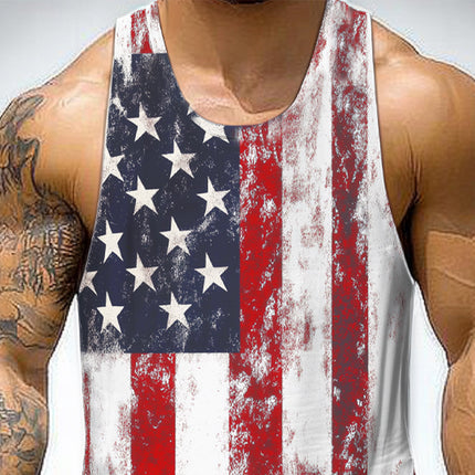 Men's Flag Print Tank Top | Summer Casual Sleeveless Shirt | Comfortable Breathable Fabric | Relaxed Fit | Durable and Stylish Design for Warm Weather