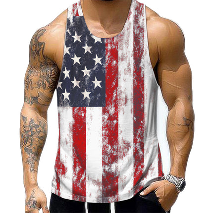 Men's Flag Print Tank Top | Summer Casual Sleeveless Shirt | Comfortable Breathable Fabric | Relaxed Fit | Durable and Stylish Design for Warm Weather