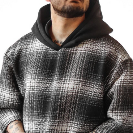 Men's Retro Plaid Hooded T-Shirt | Casual Short Sleeve | Vintage Style | Breathable Cotton Fabric | Comfortable Fit | Relaxed Short Sleeves | Fashionable | Available Sizes S-3XL | Perfect for Casual Outings