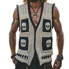 Men's Vintage Skull Knit Vest | Single Breasted Casual Sleeveless | V-Neck | Knitted Fabric | Unique Skull Design | Comfortable & Versatile | Fashion Forward Style | Sizes S-3XL | High Quality | Year-Round Wear