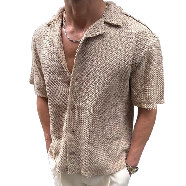 Men's Retro Lapel Short Sleeve Shirt | Casual Vintage Style | Breathable Lightweight Fabric | Relaxed Fit & Sophisticated Lapel Collar | Comfortable Summer Shirt | Versatile Men's Wardrobe Essential