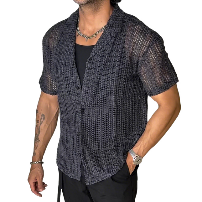 Men's Retro Look Casual Short Sleeve Shirt | Hollow Lapel | Vintage Style | Breathable Fabric | Comfortable Fit | Available in S to 3XL | Perfect for Summer | Stylish and Versatile
