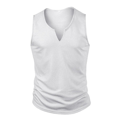 Men's V-Neck Waffle Knit Tank Top | Solid Color | Breathable Fabric | Stylish Fit | Versatile Wardrobe Essential | Textured Design | Comfortable Casual Wear | High-Quality Apparel