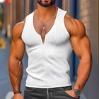 Men's V-Neck Waffle Knit Tank Top | Solid Color | Breathable Fabric | Stylish Fit | Versatile Wardrobe Essential | Textured Design | Comfortable Casual Wear | High-Quality Apparel
