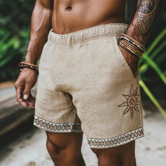 Men's Elastic Waist Printed Casual Summer Shorts | Breathable Fabric | Vibrant Design | Comfortable Fit | Pockets | Ideal for Beach & City Outings