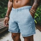 Men's Elastic Waist Printed Casual Summer Shorts | Breathable Fabric | Vibrant Design | Comfortable Fit | Pockets | Ideal for Beach & City Outings